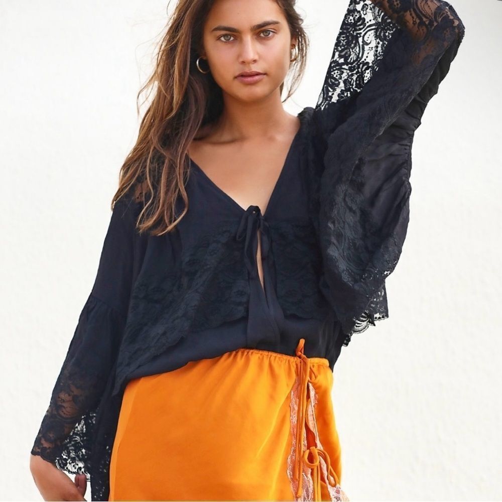NEW Free People Black Tiers Not Tears Bodysuit